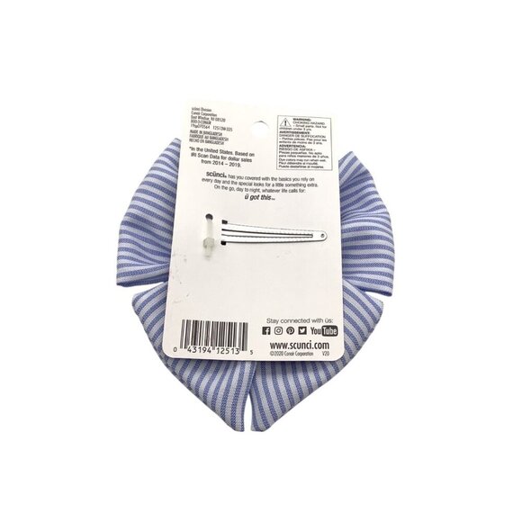 Scunci Hair Accessories 1 pc Bow Clip Blue Striped 12513 Women & Girls Large - Picture 3 of 5